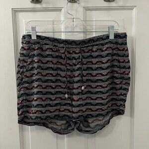 Lightweight drawstring elastic waist Black Patterned Shorts Old Navy size L